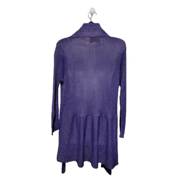 𝅺PURPLE Glitter Open Front Asymmetrical Cardigan One Size - Picture 2 of 12